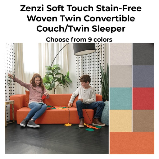 [19600 JAX] Zenzi Soft Touch Stain-Free Woven Loveseat Twin Convertible Couch/Sleeper