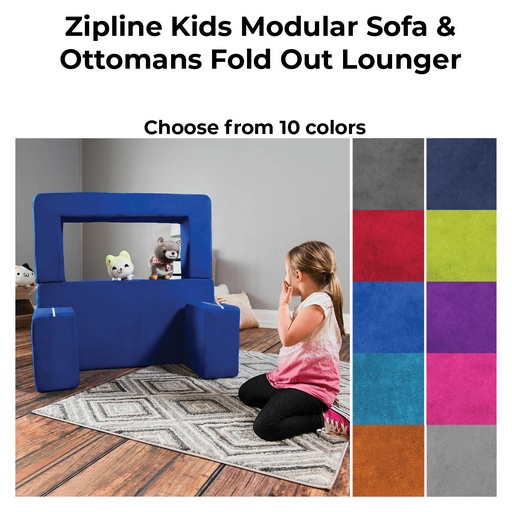 [16767 JAX] Zipline Kids Modular Sofa & Ottomans/Fold Out Lounger