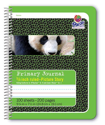 [2434 PAC] Green Spiral Bound Composition Book Picture Story Ruling
